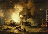 Unknown Artist Canvas Paintings - The destruction of the Orient at the Battle of the Nile